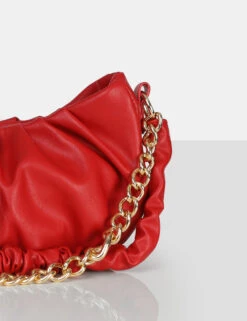 The Livy Red Grain Pu Chain Shoulder Bag -LoafLuxe Shop 771A7875copycopy