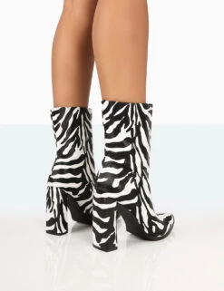 Bridget Zebra Printed PU Pointed Toe Block Heeled Ankle Boots 9 Bridget Zebra Printed PU Pointed Toe Block Heeled Ankle Boots -LoafLuxe Shop 771A7935