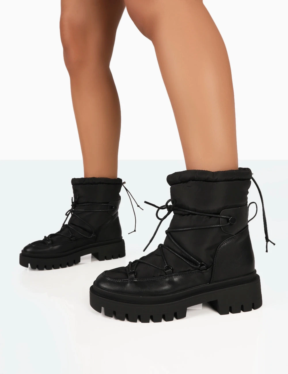 Snowy Black Lace Up Chunky Sole Snow Ankle Boots 5 Snowy Black Lace Up Chunky Sole Snow Ankle Boots - Image 3