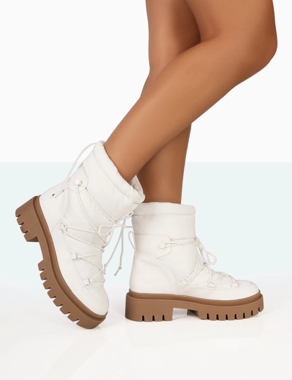 Snowy White Lace Up Chunky Sole Snow Ankle Boots 5 Snowy White Lace Up Chunky Sole Snow Ankle Boots - Image 3