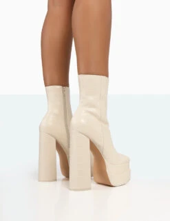 Supine Ecru Patent Croc Chunky Heeled Platform Ankle Boots 9 Supine Ecru Patent Croc Chunky Heeled Platform Ankle Boots -LoafLuxe Shop 771A8090