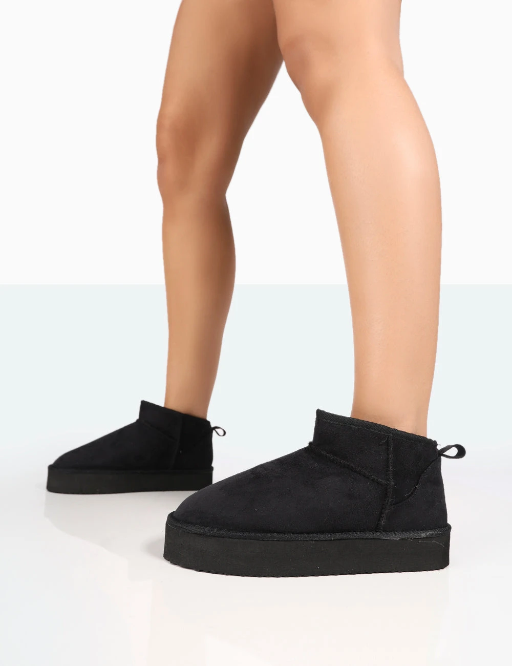 Shorty Black Faux Suede Ultra Mini Chunky Ankle Boot 4 Shorty Black Faux Suede Ultra Mini Chunky Ankle Boot - Image 2
