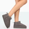 Shorty Grey Faux Suede Ultra Mini Chunky Ankle Boots -LoafLuxe Shop 771A8193