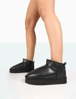 Shorty Black PU Ultra Mini Chunky Ankle Boots -LoafLuxe Shop 771A8196