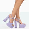 Jesse Purple Croc Platform Block High Heels -LoafLuxe Shop 771A8217