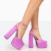 Moonchild Purple Satin Closed Toe Statement Platform Block Heels -LoafLuxe Shop 771A8258