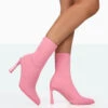 Farah Pink Knitted Pointed Toe Stiletto Heel Ankle Sock Boots -LoafLuxe Shop 771A8305