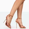 Tommy Wide Fit Tan Grain Barely There Strappy Round Toe High Heels -LoafLuxe Shop 771A8350