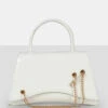The Trista White Croc Arched Mini Handbag -LoafLuxe Shop 771A8536