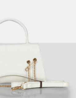 The Trista White Croc Arched Mini Handbag -LoafLuxe Shop 771A8538