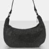 The Cordelia Black Diamante Zip Up Shoulder Bag