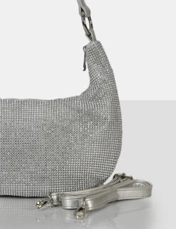 The Cordelia Silver Diamante Zip Up Shoulder Bag 7 The Cordelia Silver Diamante Zip Up Shoulder Bag -LoafLuxe Shop 771A8545
