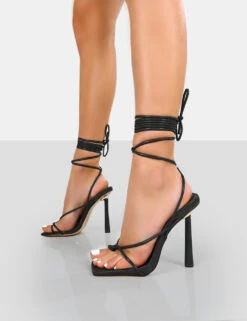 Lacey Wide Fit Black Patent Square Toe Strappy Lace Up Stiletto Heels -LoafLuxe Shop 771A9161 50a51d5d 95fd 4984 b8c2 8f94ecbcd00c