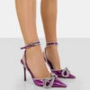 Midnight Purple Mirror Wrap Around Bow Pointed Toe Court Heels -LoafLuxe Shop 771A9168