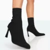 Farah Black Knitted Pointed Toe Stiletto Heel Ankle Sock Boots -LoafLuxe Shop 771A9171 b31d4b44 46f5 47e2 a10e 518e6aa7b059