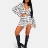 MONOCHROME TEXTURED CHECK MINI SKIRT IVORY -LoafLuxe Shop 771A9300Feb232017