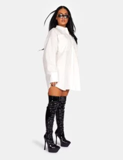 Oversized Poplin Shirt Dress White -LoafLuxe Shop 771A93091Feb232017