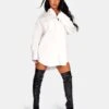 Oversized Poplin Shirt Dress White -LoafLuxe Shop 771A93311Feb232017