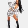 MONOCHROME TEXTURED CHECK CROPPED BLAZER IVORY -LoafLuxe Shop 771A9362Feb232017