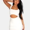 Cut Out Slinky Ruched Mini Dress White -LoafLuxe Shop 771A95101Feb232017copy