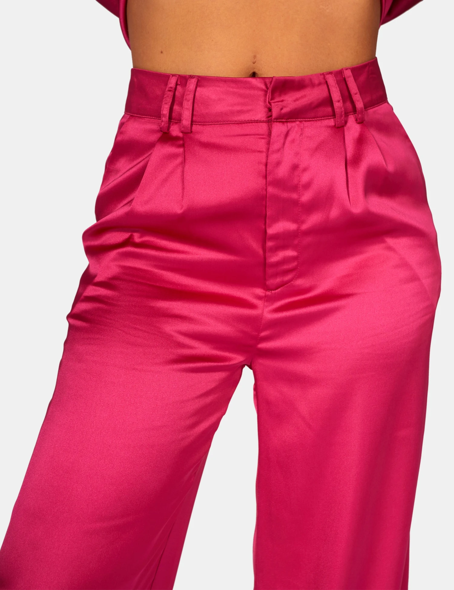 Satin Wide Leg Tailored Trousers Pink 4 Satin Wide Leg Tailored Trousers Pink - Image 2