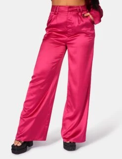 Satin Wide Leg Tailored Trousers Pink 9 Satin Wide Leg Tailored Trousers Pink -LoafLuxe Shop 771A9537Feb232017copy