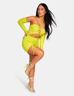 Strappy Cut Away Slinky Dress Lime -LoafLuxe Shop 771A95461Feb232017