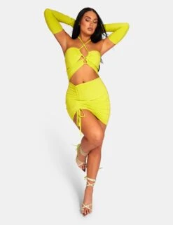 Strappy Cut Away Slinky Dress Lime -LoafLuxe Shop 771A95651Feb232017
