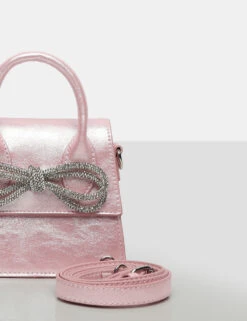The Indy Pink Pu Diamante Bow Mini Bag -LoafLuxe Shop 771A9598