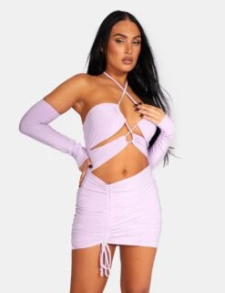 Strappy Cut Away Slinky Dress Lilac