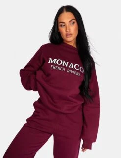 Monaco Embroidered Sweatshirt Berry -LoafLuxe Shop 771A96642Feb232017copy