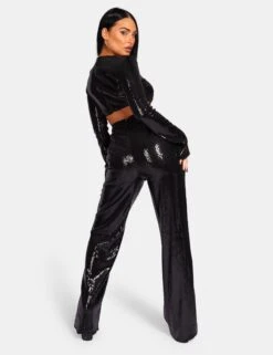 Ultimate Sequin Wide Leg Trouser Black -LoafLuxe Shop 771A97711Feb232017copy