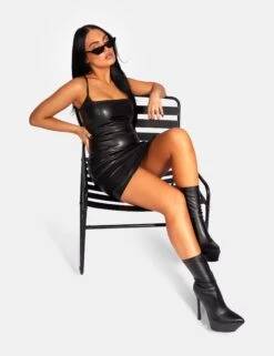 Lace Up Pu Mini Dress Black -LoafLuxe Shop 771A98071Feb232017