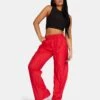 Split Hem Cargo Trousers Red -LoafLuxe Shop 771A98392Feb2320171