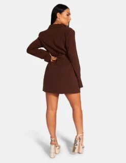 Wrap Belt Blazer Dress Chocolate -LoafLuxe Shop 771A9844Feb232017copy