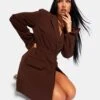 Wrap Belt Blazer Dress Chocolate -LoafLuxe Shop 771A9853Feb232017