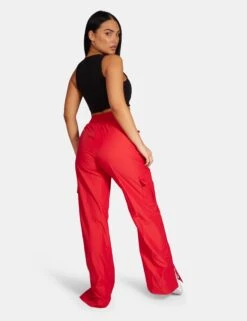 Split Hem Cargo Trousers Red -LoafLuxe Shop 771A98542Feb2320171