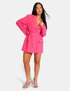 Wrap Belt Blazer Dress Pink -LoafLuxe Shop 771A9872Feb232017copy