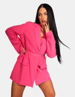 Wrap Belt Blazer Dress Pink -LoafLuxe Shop 771A9894Feb232017