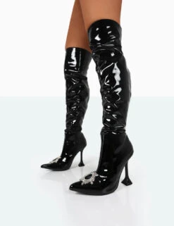 Sonny Black Patent Sparkly Diamante Stud Pointed Toe Stiletto Heel Over The Knee Boots -LoafLuxe Shop 771A9971 78fca8d4 c0ec 4dca 9db5 6bc2cb133bc5