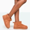 Flurry Chestnut Brown Faux Suede Ultra Mini Ankle Boots -LoafLuxe Shop 771A9972 644a05f6 c06d 435f ae96 3f10136cb775