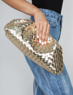 The Project Metallic Gold Weave Clutch Bag -LoafLuxe Shop 771A9993