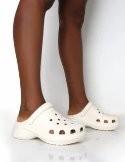 Frenzy Ecru Rubberised Sling Back Closed Toe Clog Sandals