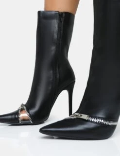 Pitstop Black Pu Zip Detail Pointed Toe Stiletto Heel Ankle Boots 10 Pitstop Black Pu Zip Detail Pointed Toe Stiletto Heel Ankle Boots -LoafLuxe Shop 7 16c331c7 04f4 4c34 ae29 8cd3e7c28c02