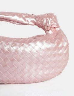 The Blame Baby Pink Pearlescent Woven PU Knot Detail Mini Grab Bag -LoafLuxe Shop 7 b06fb007 2d7f 461d 9a6f ce3726aab13d