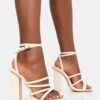 Tobi Ecru Patent Strappy Square Toe High Block Heels -LoafLuxe Shop 8 461f1ae3 1af5 446a 922a 58be0fc742ec