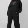 Curve Kaiia Tonal Embroidered Joggers Black -LoafLuxe Shop CJOG00481