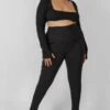 Curve Thick Waistband Ribbed Leggings Black -LoafLuxe Shop CLEG0002 2