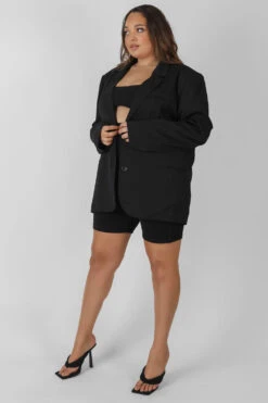Curve Longline Blazer Black -LoafLuxe Shop COUT00032