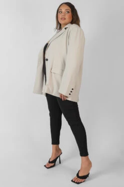 Curve Relaxed Blazer Stone -LoafLuxe Shop COUT0004 3